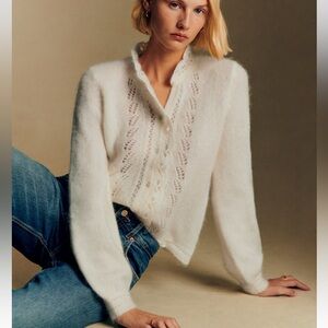 Sézane angie cardigan ecru mohair and wool